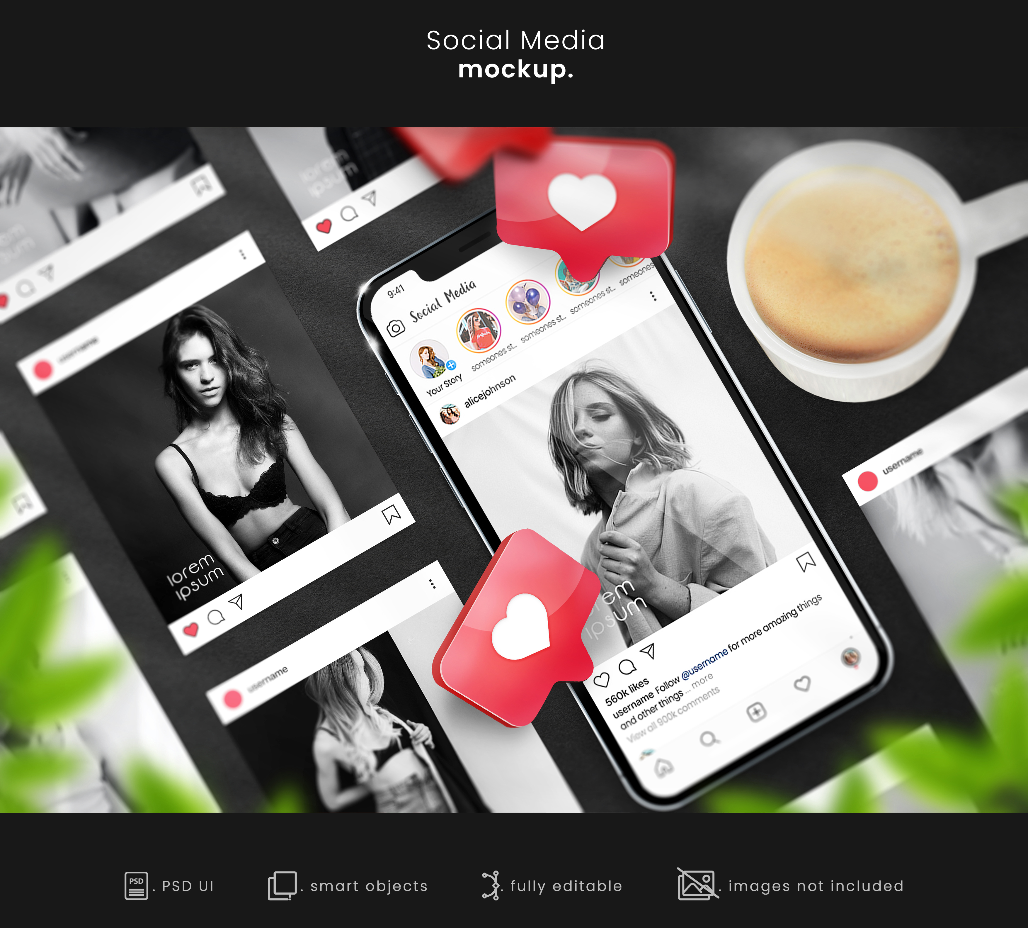 inestagram post story mockap